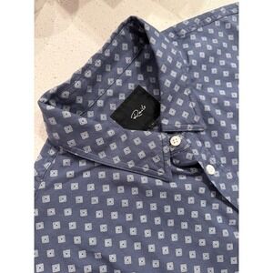 Rails‎ Fairfax Geo Diamond Short Sleeve Button Up Shirt Mens Large Blue White
